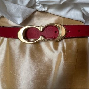 COACH Double C’s Red leather Belt SZ M